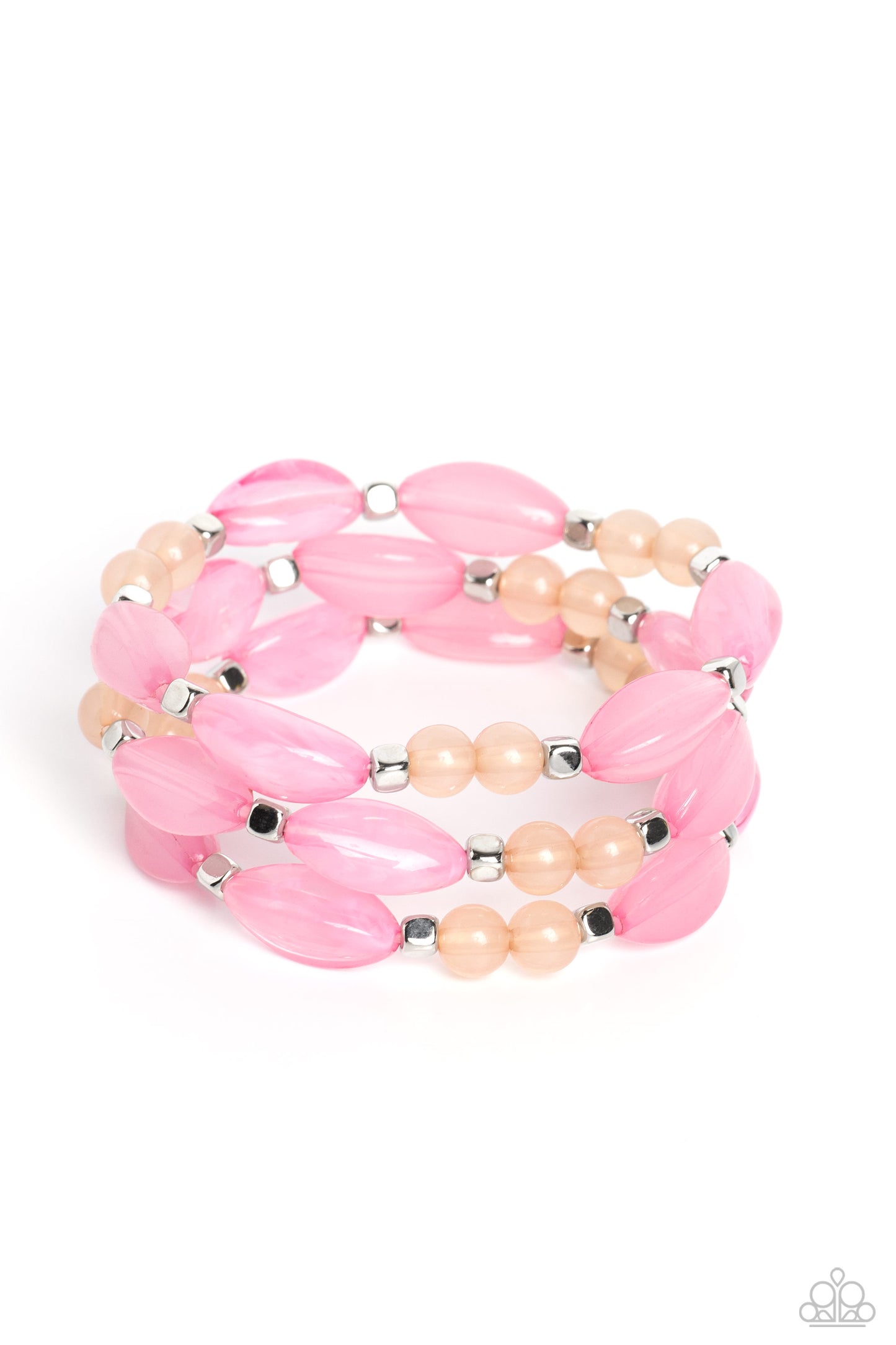 Paparazzi Accessories-BEAD Drill Pink Cloudy Oval Beads Bracelet