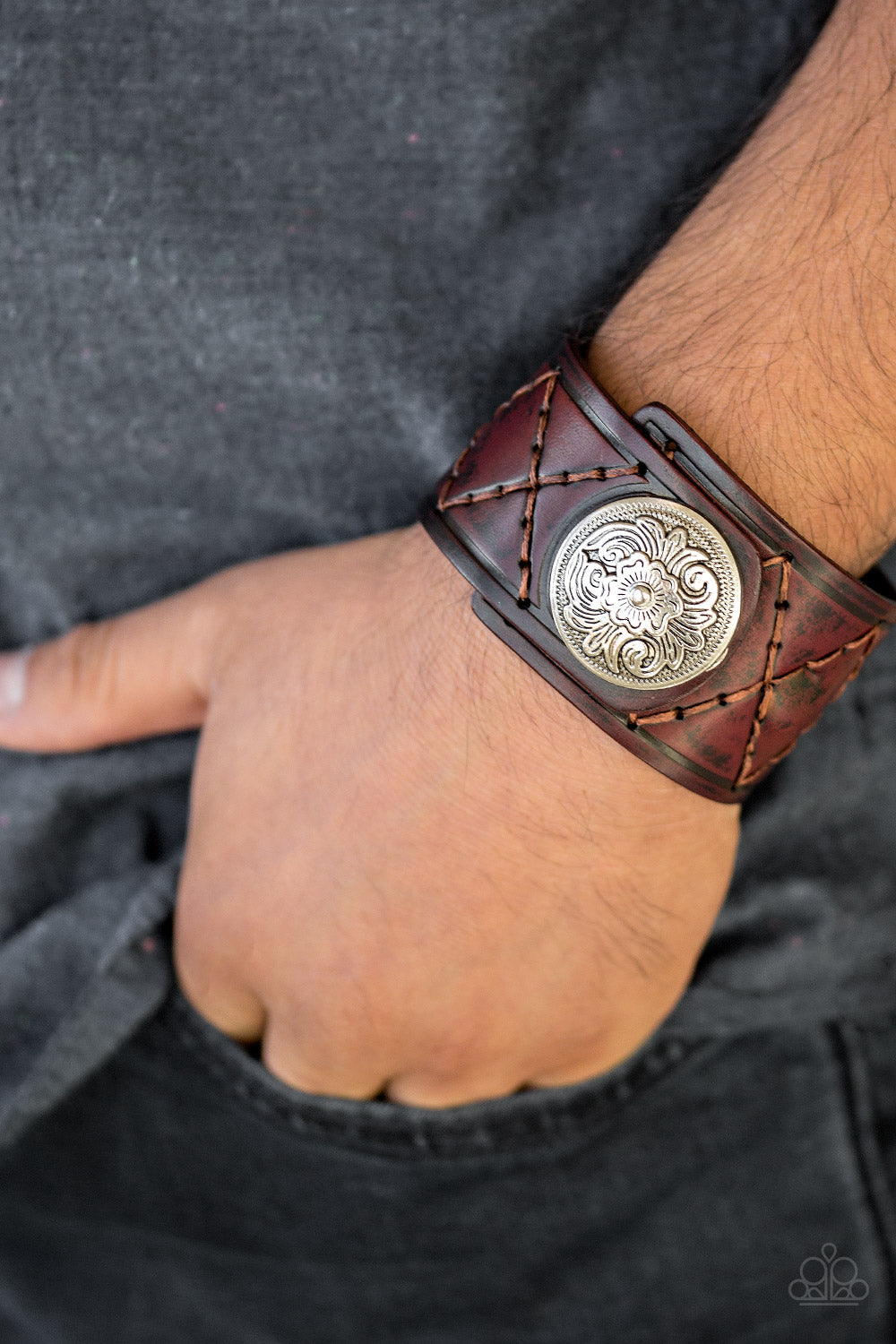 Paparazzi Accessories-Badlands Bandit Brown Men's Bracelet