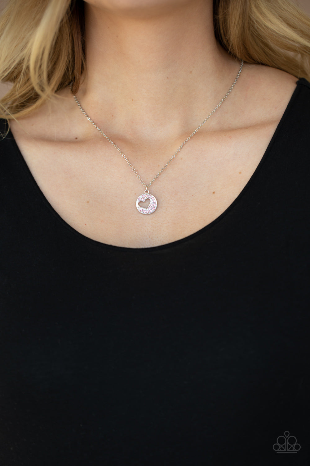 Paparazzi Accessories-Bare Your Heart Pink Rhinestone Necklace Set