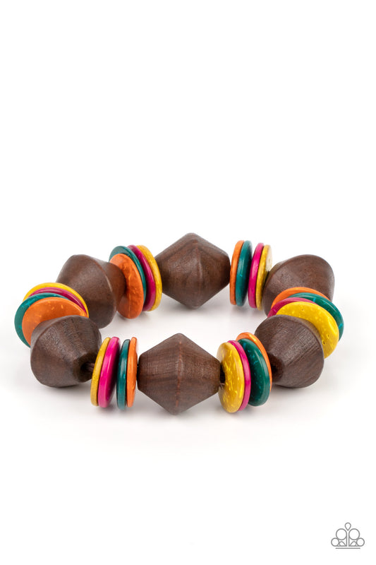 Paparazzi Accessories-Bermuda Boardwalk Multi Wooden Bracelet