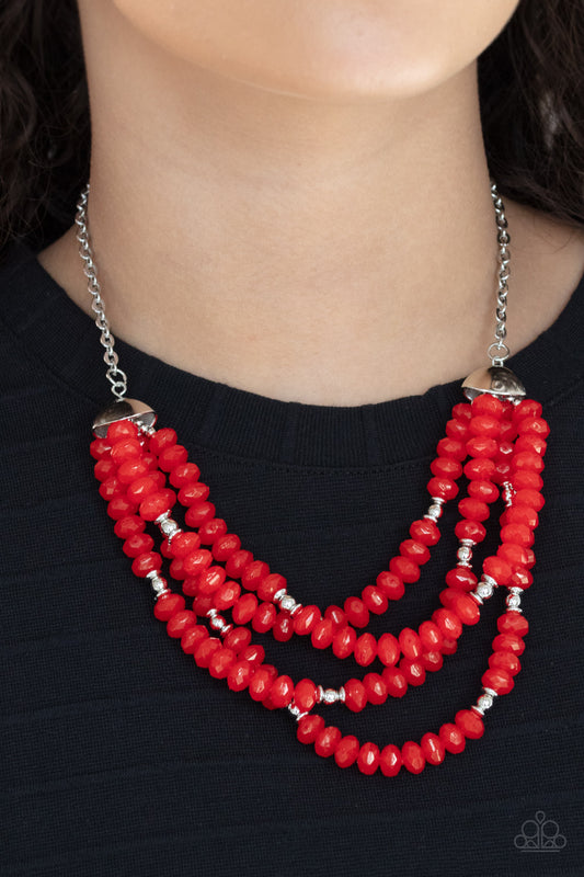 Paparazzi Accessories-Best POSH-ible Taste Red Opaque Necklace Set