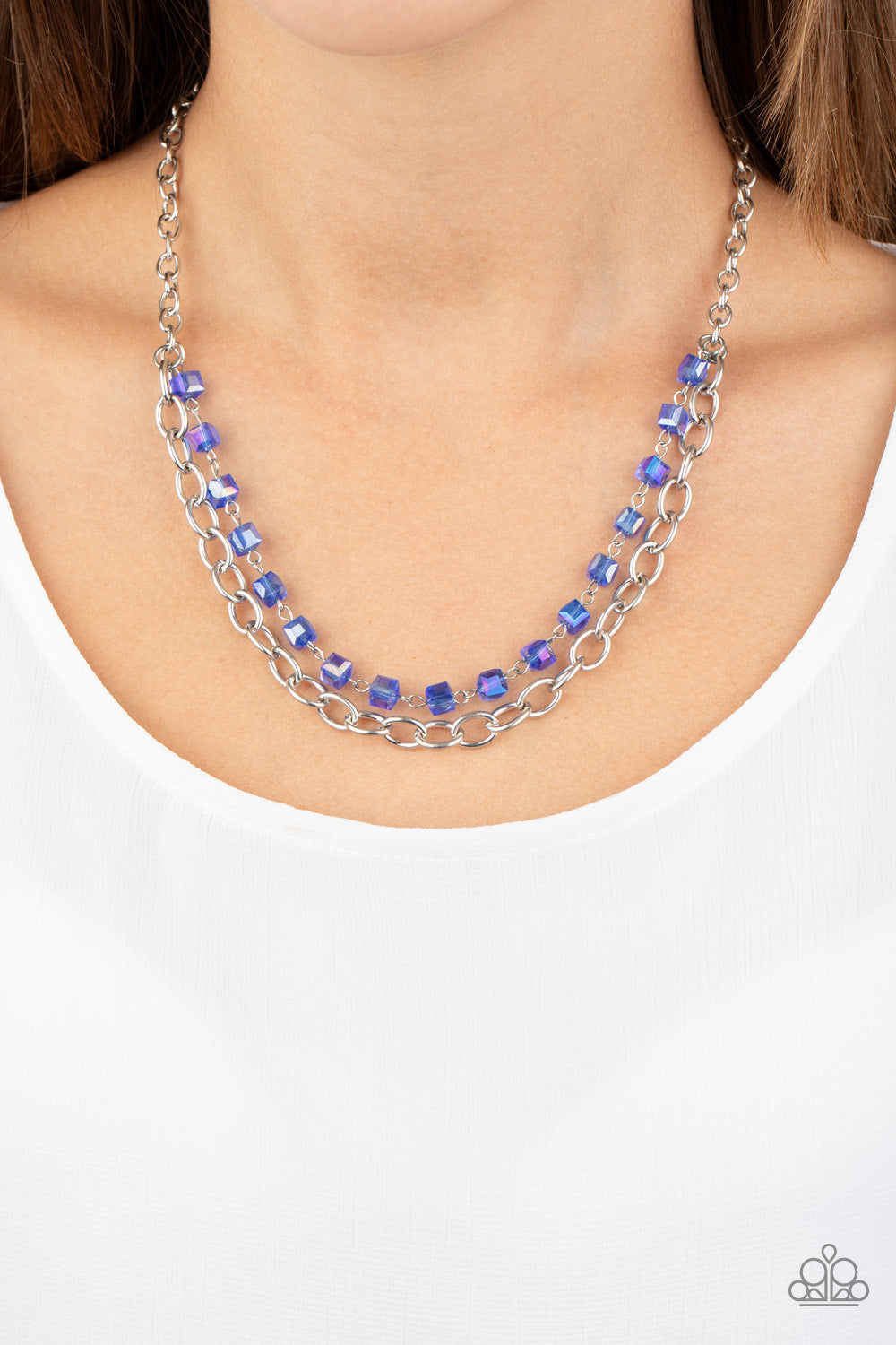 Paparazzi Accessories-Block Party Princess Blue Necklace Set