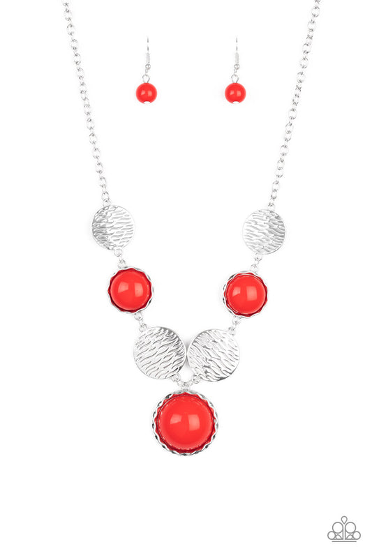 Paparazzi Accessories-Bohemian Bombshell-Red Necklace Set