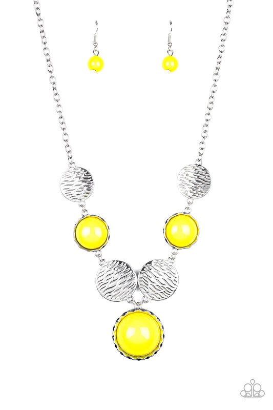 Paparazzi Accessories-Bohemian Bombshell Yellow Necklace Set