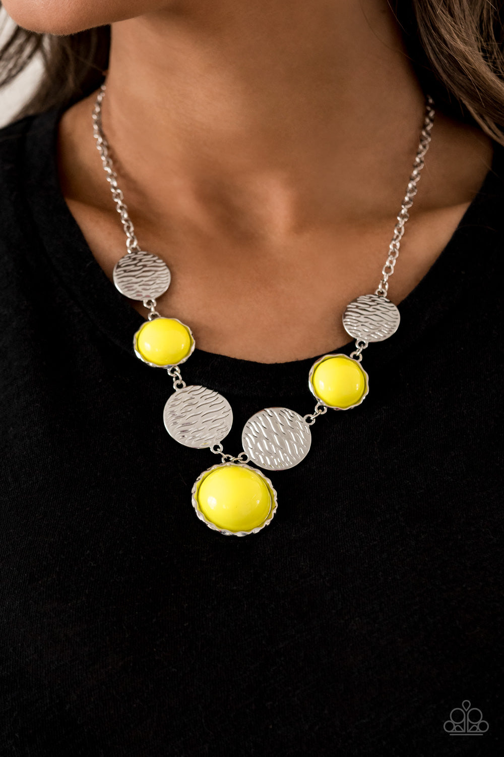 Paparazzi Accessories-Bohemian Bombshell Yellow Necklace Set