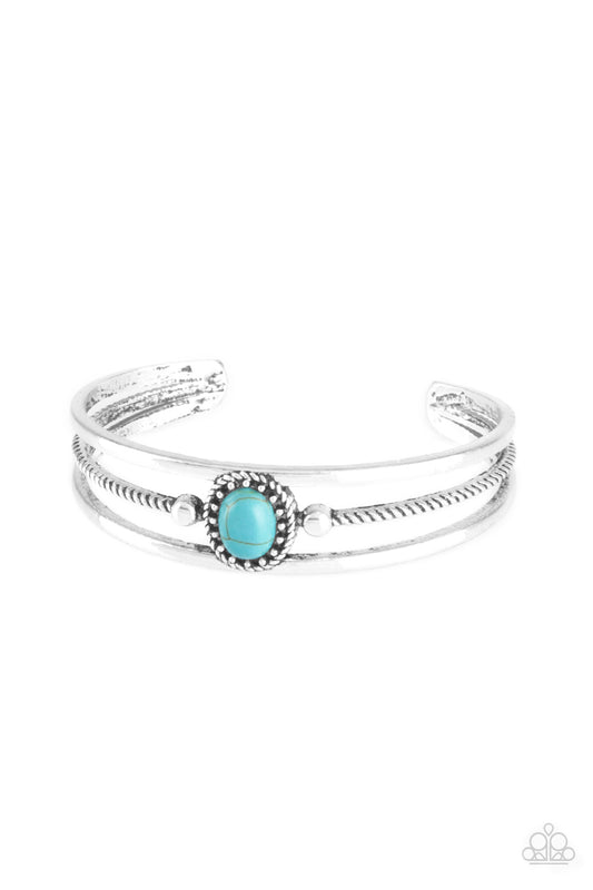 Paparazzi Accessories-Borderline Borderland Blue Cuff Bracelet