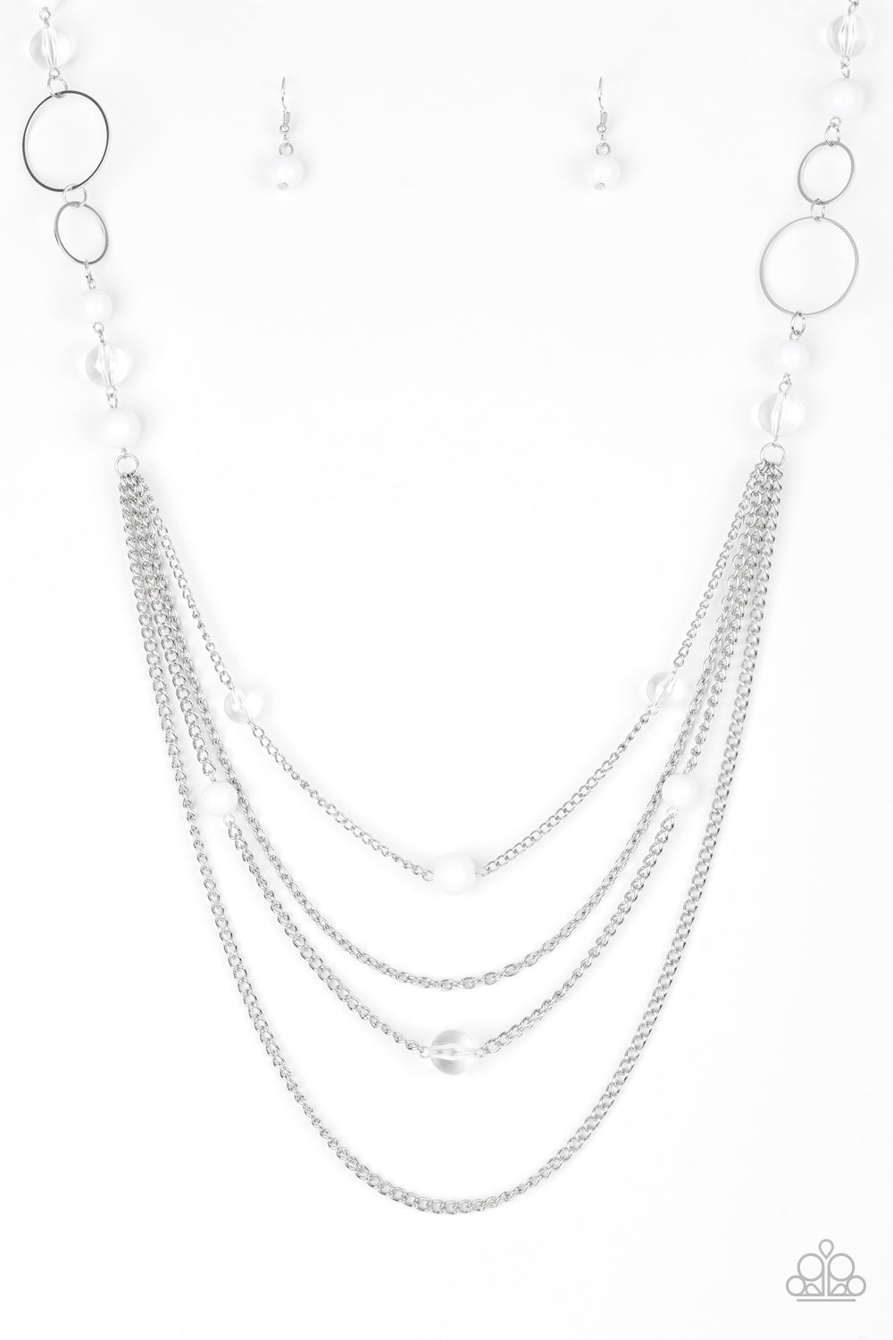 Paparazzi Accessories-Bubbly Bright White Necklace Set