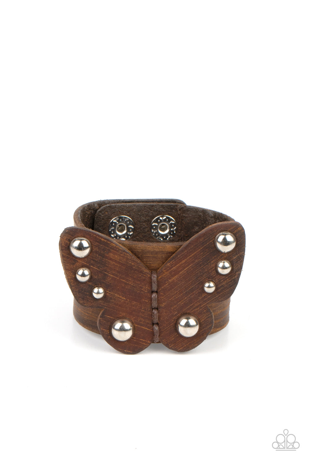 Paparazzi Accessories-Butterfly Farm Brown Leather Band Bracelet