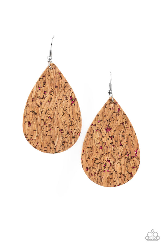 Paparazzi Accessories-Cork It Over Pink Earrings