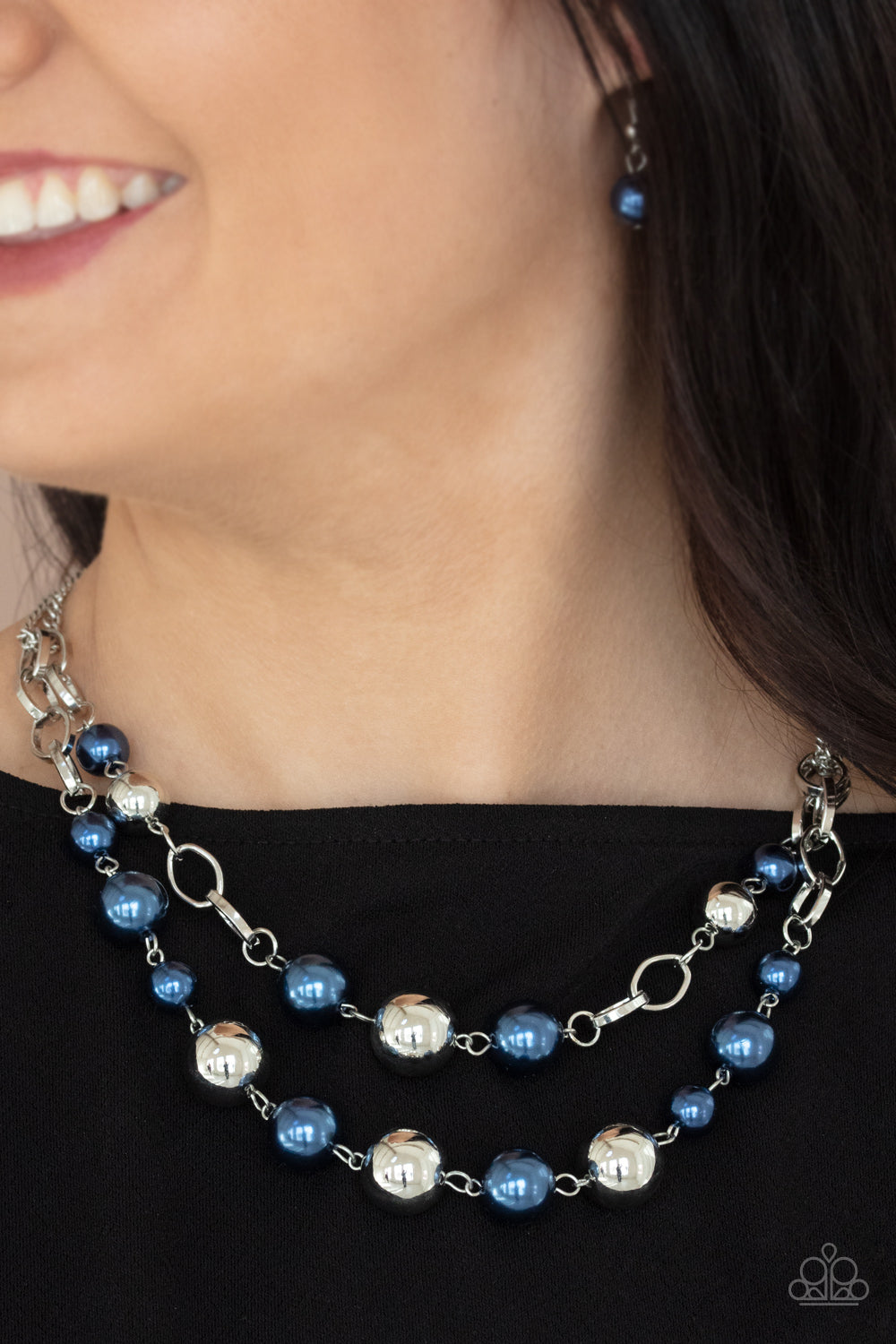 Paparazzi Accessories-COUNTESS Your Blessings Blue Pearl Necklace Set