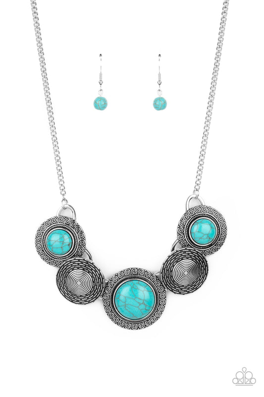 Paparazzi Accessories-Canyon Cottage Blue Turquoise Stone Necklace Set