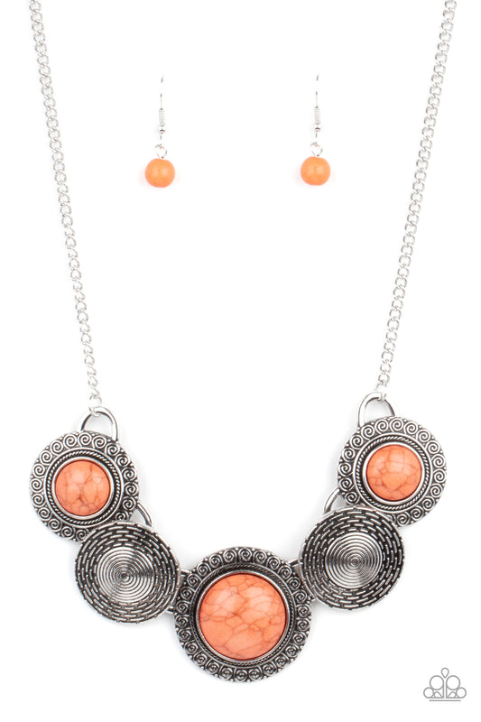 Paparazzi Accessories-Canyon Cottage Orange Swirly Stone Necklace Set