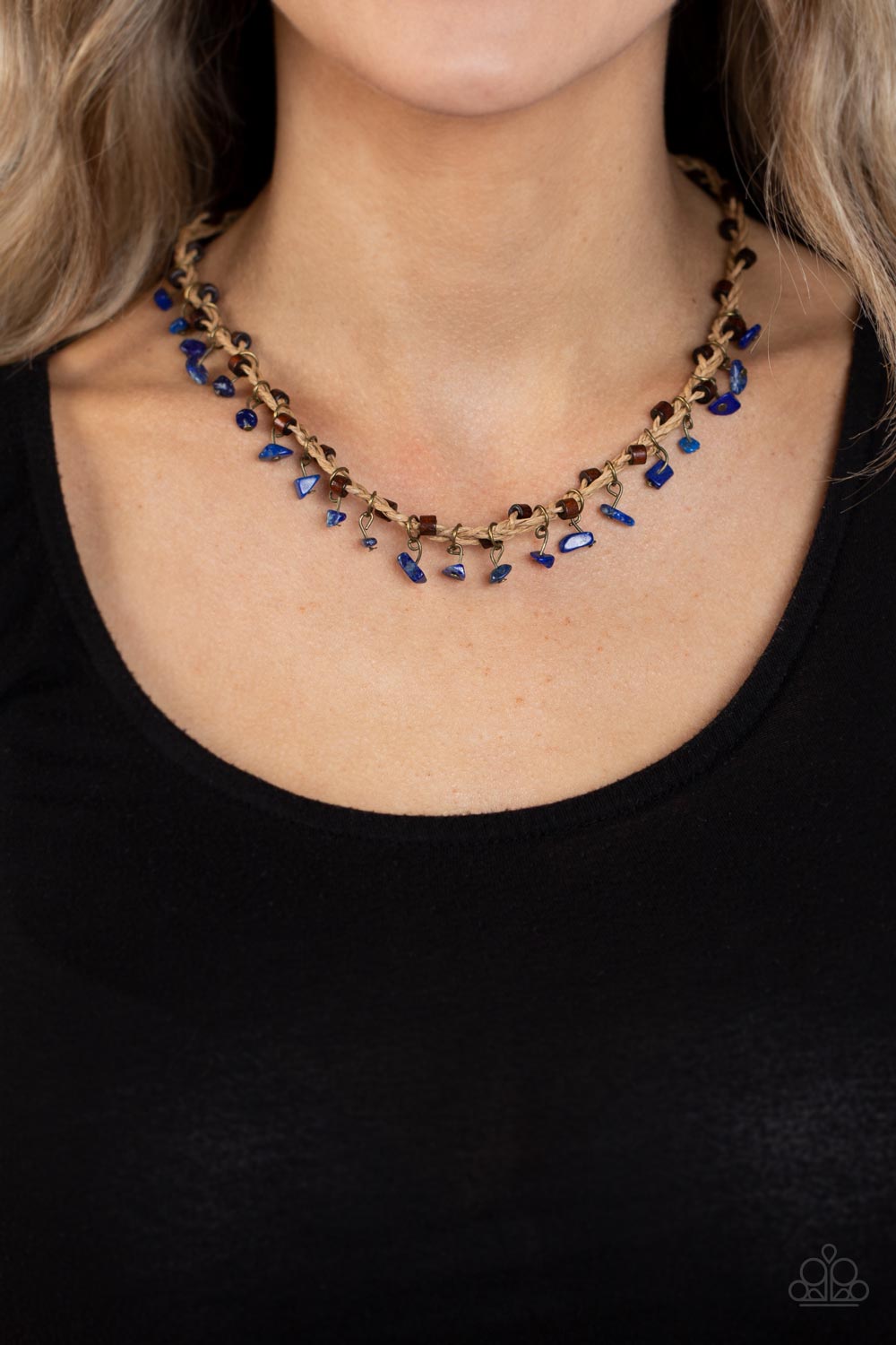 Paparazzi Accessories-Canyon Voyage Blue Lazuli Wooden Accents Necklace Set