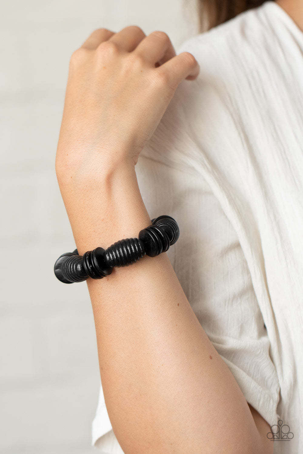 Paparazzi Accessories-Caribbean Castaway Black Wooden Bracelet