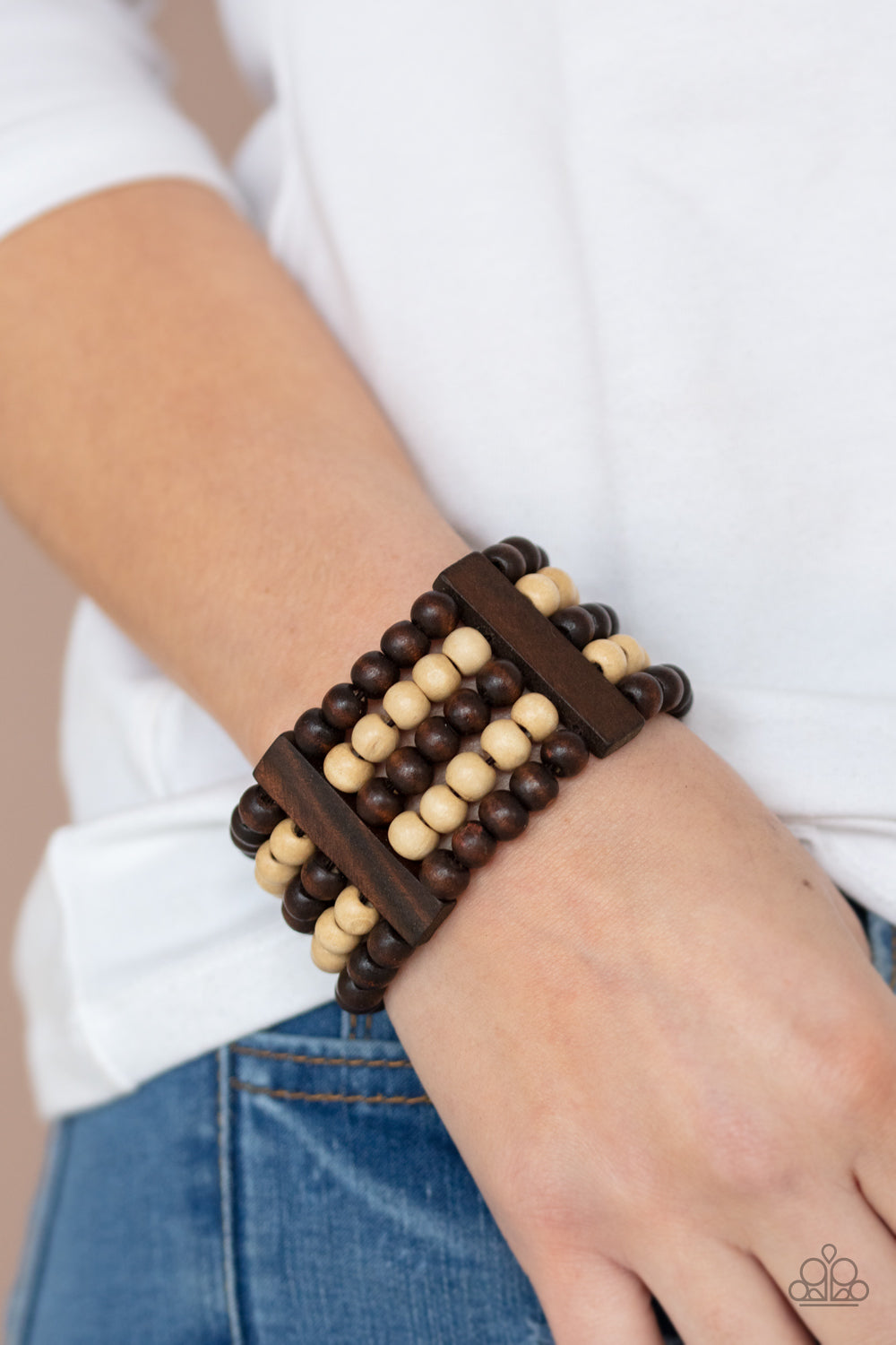 Paparazzi Accessories-Caribbean Catwalk Brown Wooden Bracelet