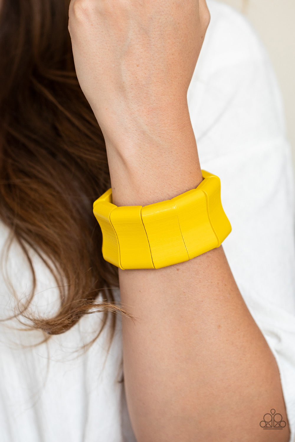 Paparazzi Accessories-Caribbean Couture Yellow Wood Bracelet