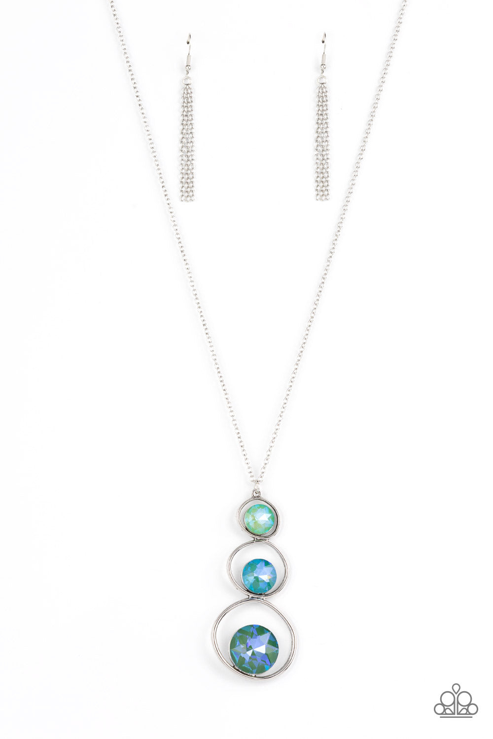 Paparazzi Accessories-Celestial  Courtier Green Trio Opalescent Gem Necklace Set