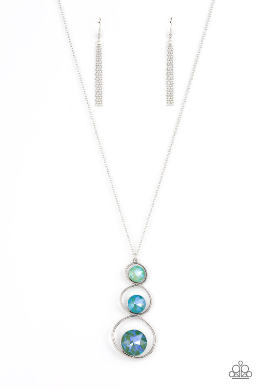 Paparazzi Accessories-Celestial  Courtier Green Trio Opalescent Gem Necklace Set