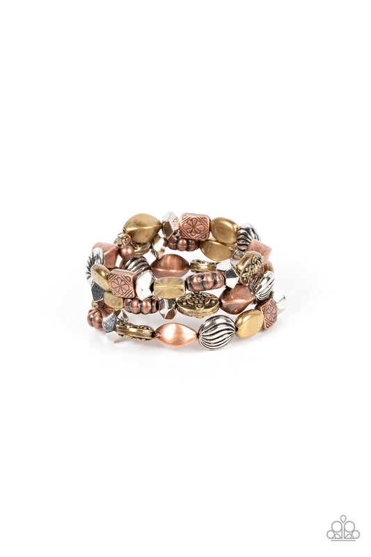 Paparazzi Accessories-Charmingly Cottage Core Multi Floral infinity Bracelet