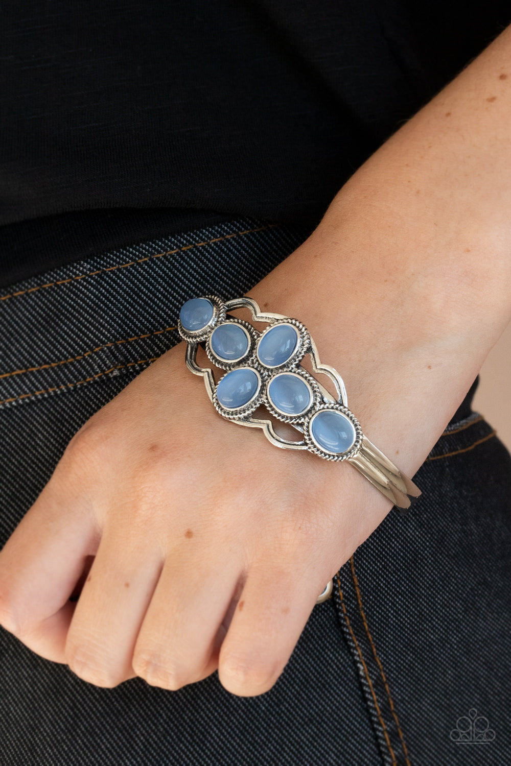 Paparazzi Accessories-Color Me Celestial Blue Cat's Eye Stone Bracelet