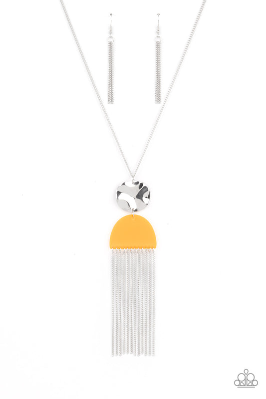 Paparazzi Accessories-Color Me Neon Orange Half Moon Necklace Set