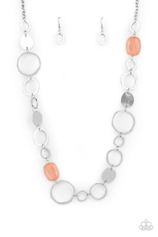 Paparazzi Accessories-Colorful Combo Glassy Coral Accent Hoop Necklace Set