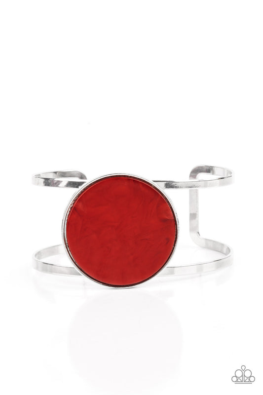 Paparazzi Accessories-Colorful Cosmos Red Smoky Iridescent Cuff Bracelet