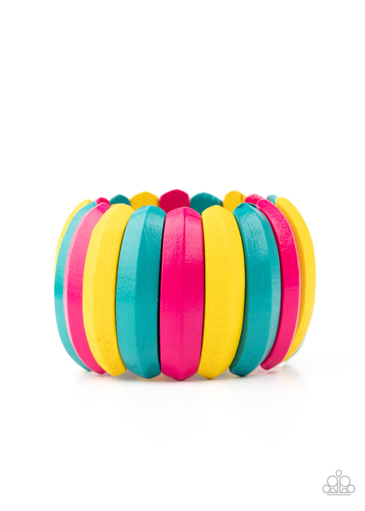 Paparazzi Accessories-Colorfully Congo Multi Peacock Wooden Bracelet