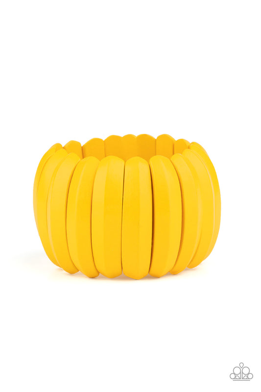 Paparazzi Accessories-Colorfully Congo Yellow Wood Bracelet