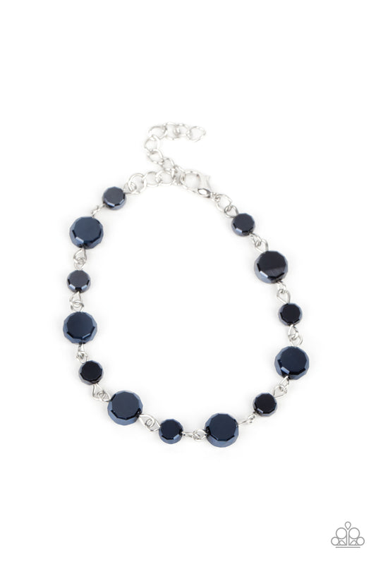 Paparazzi Accessories-Colorfully Cosmic Blue Metallic Crystal Bead Bracelet