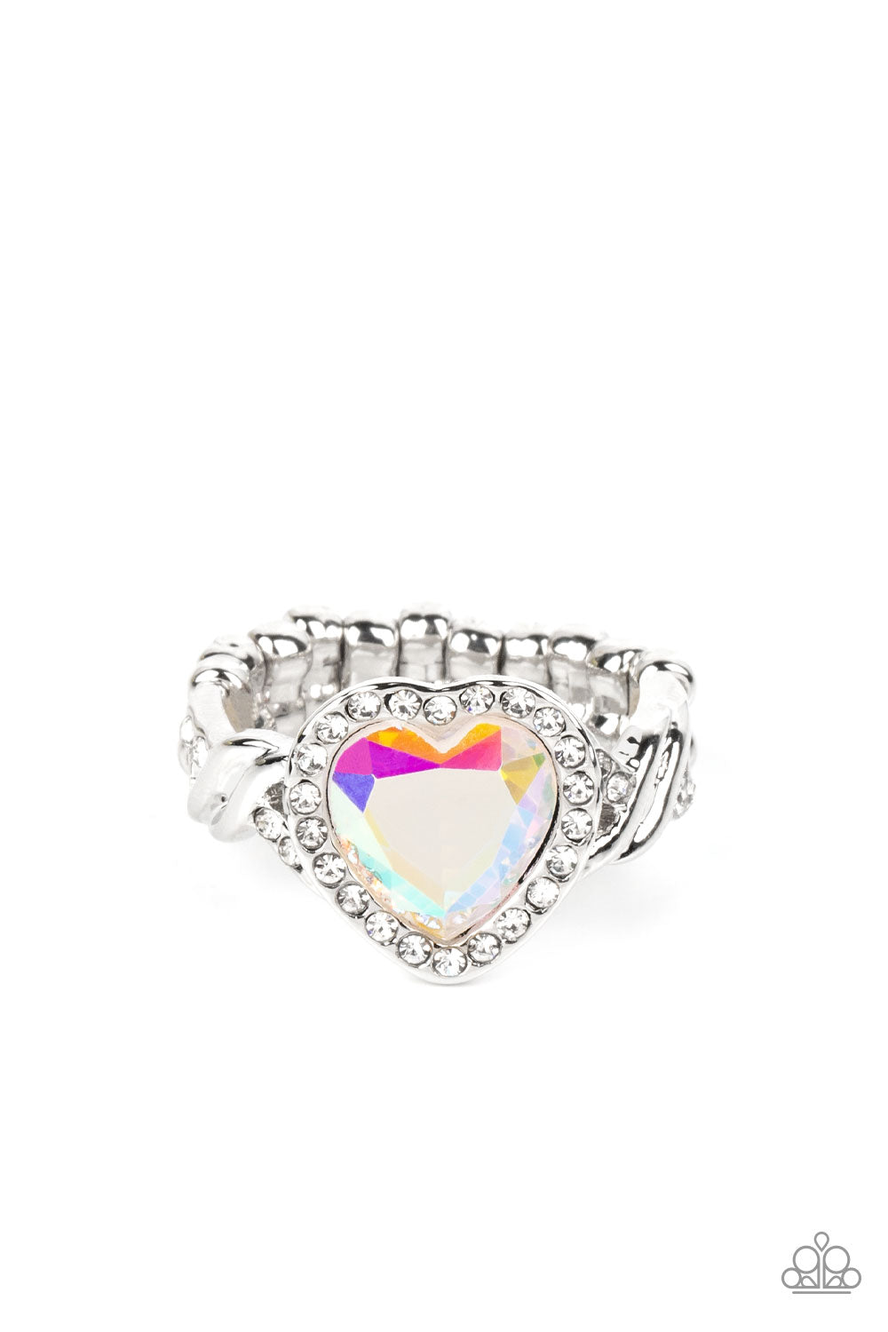 Paparazzi Accessories-Committed to Cupid Multi Iridescent Heart Ring