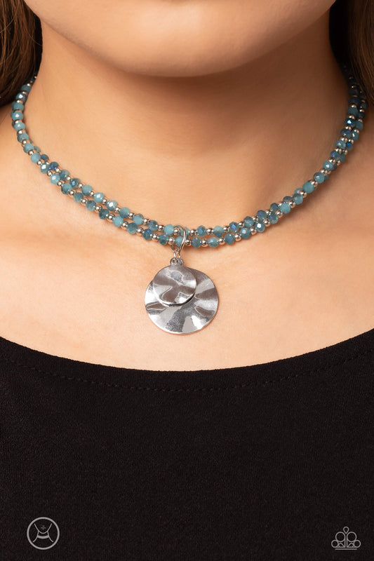Paparazzi Accessories-Compacted Cosmos Blue Crystal Bead Choker Set