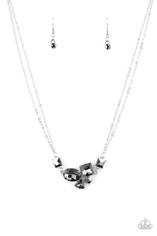 Paparazzi Accessories-Constellation Collection Silver Hematite Necklace Set