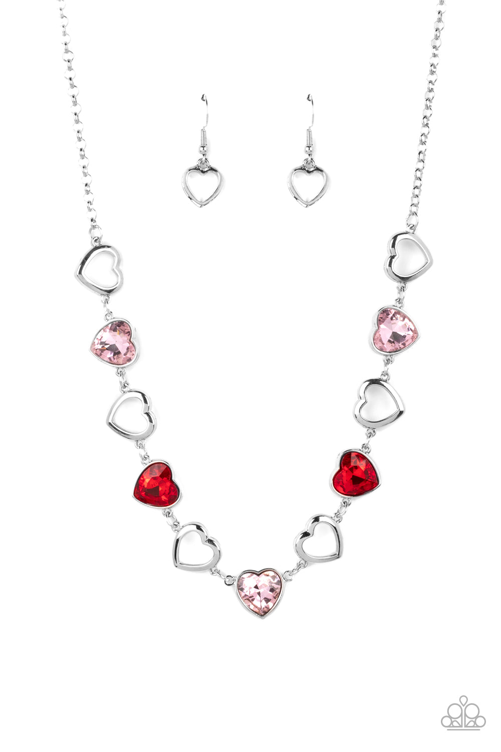 Paparazzi Accessories-Contemporary Cupid Multi Shiny Heart Necklace Set