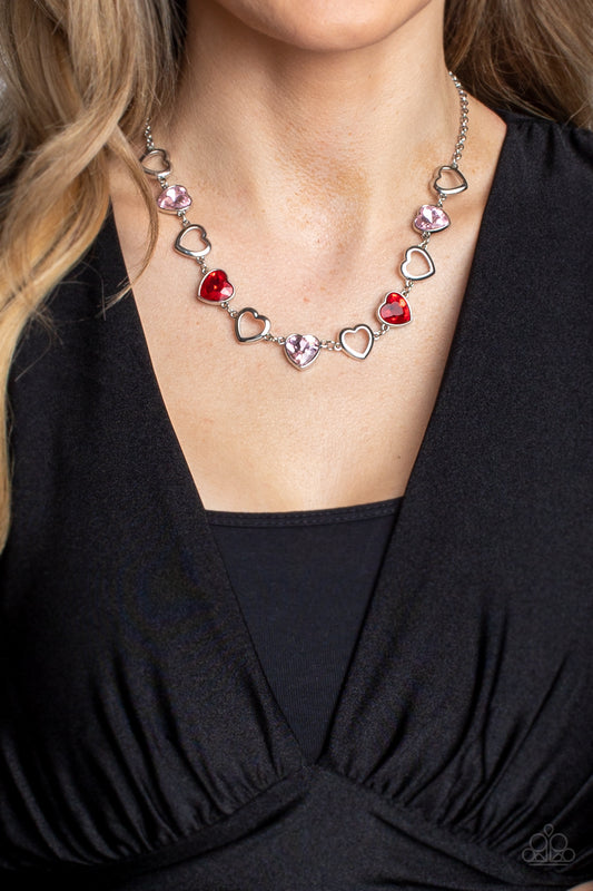 Paparazzi Accessories-Contemporary Cupid Multi Shiny Heart Necklace Set