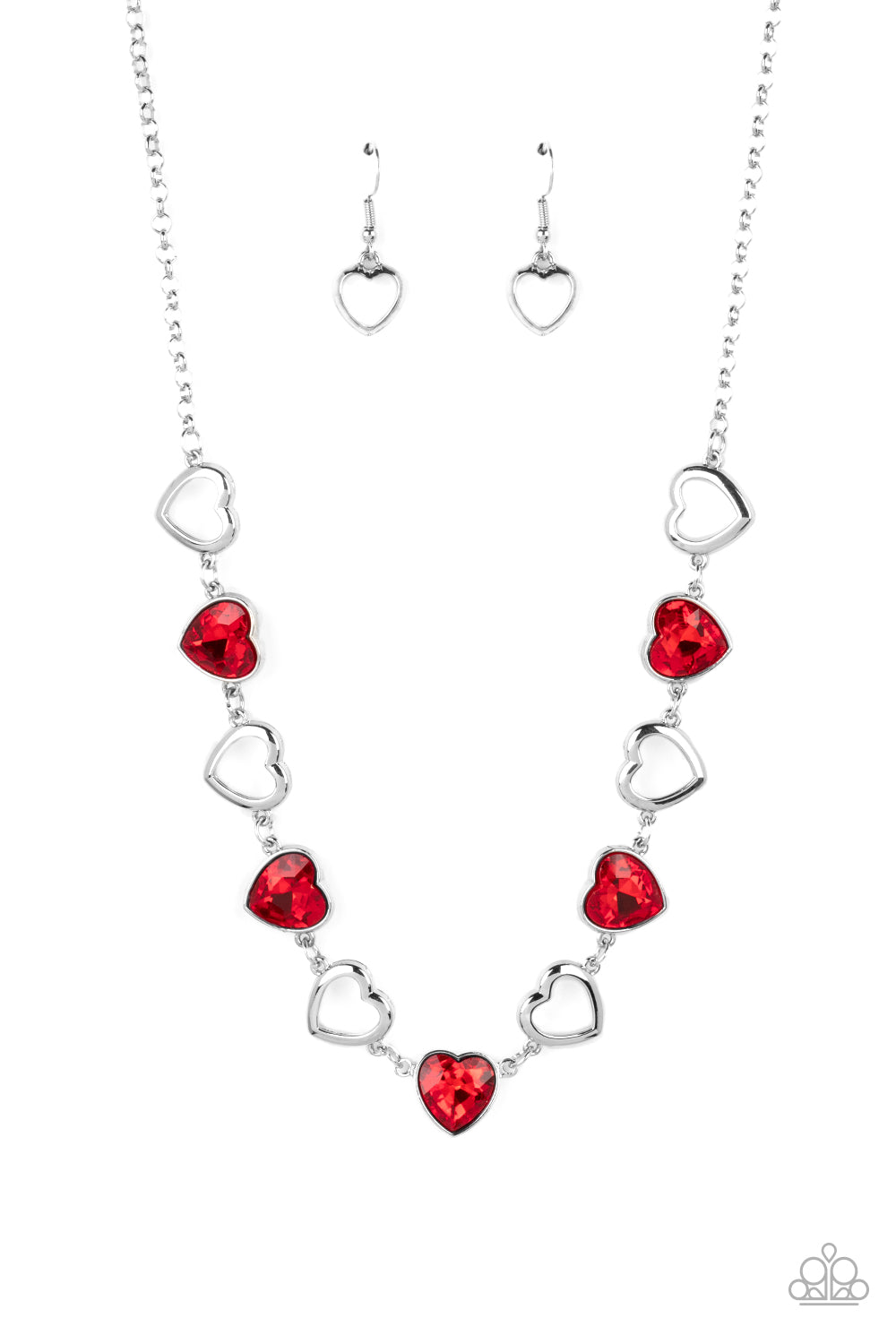 Paparazzi Accessories-Contemporary Cupid Red Heart Silhouette Necklace Set