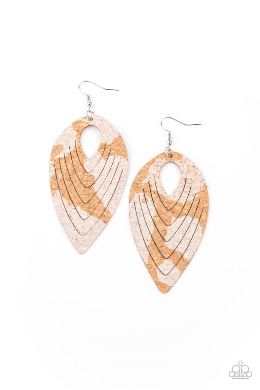 Paparazzi Accessories-Cork Cabana White Earring