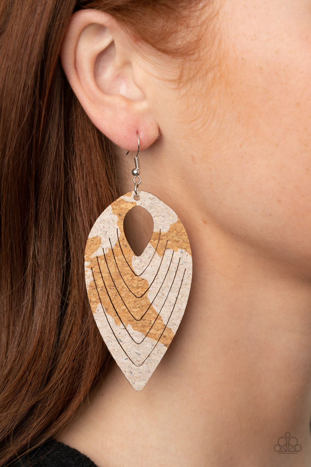 Paparazzi Accessories-Cork Cabana White Earring