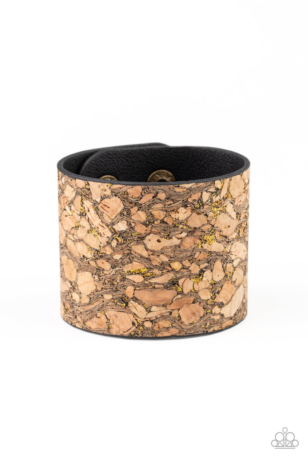 Paparazzi Accessories-Cork Congo Brass Wrap Bracelet