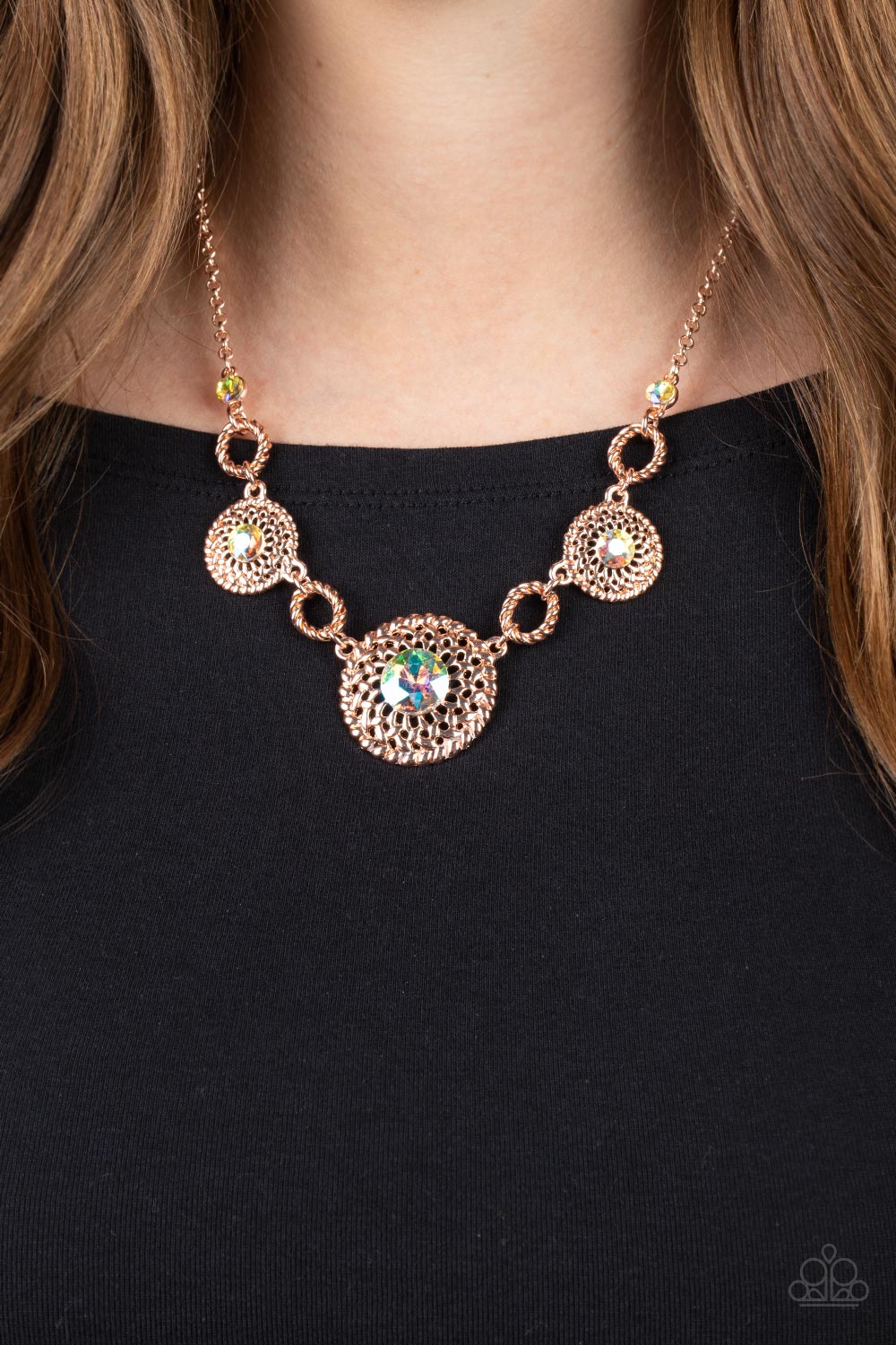 Paparazzi Accessories-Cosmic Cosmos Multi Rose Gold Flowery Necklace Set