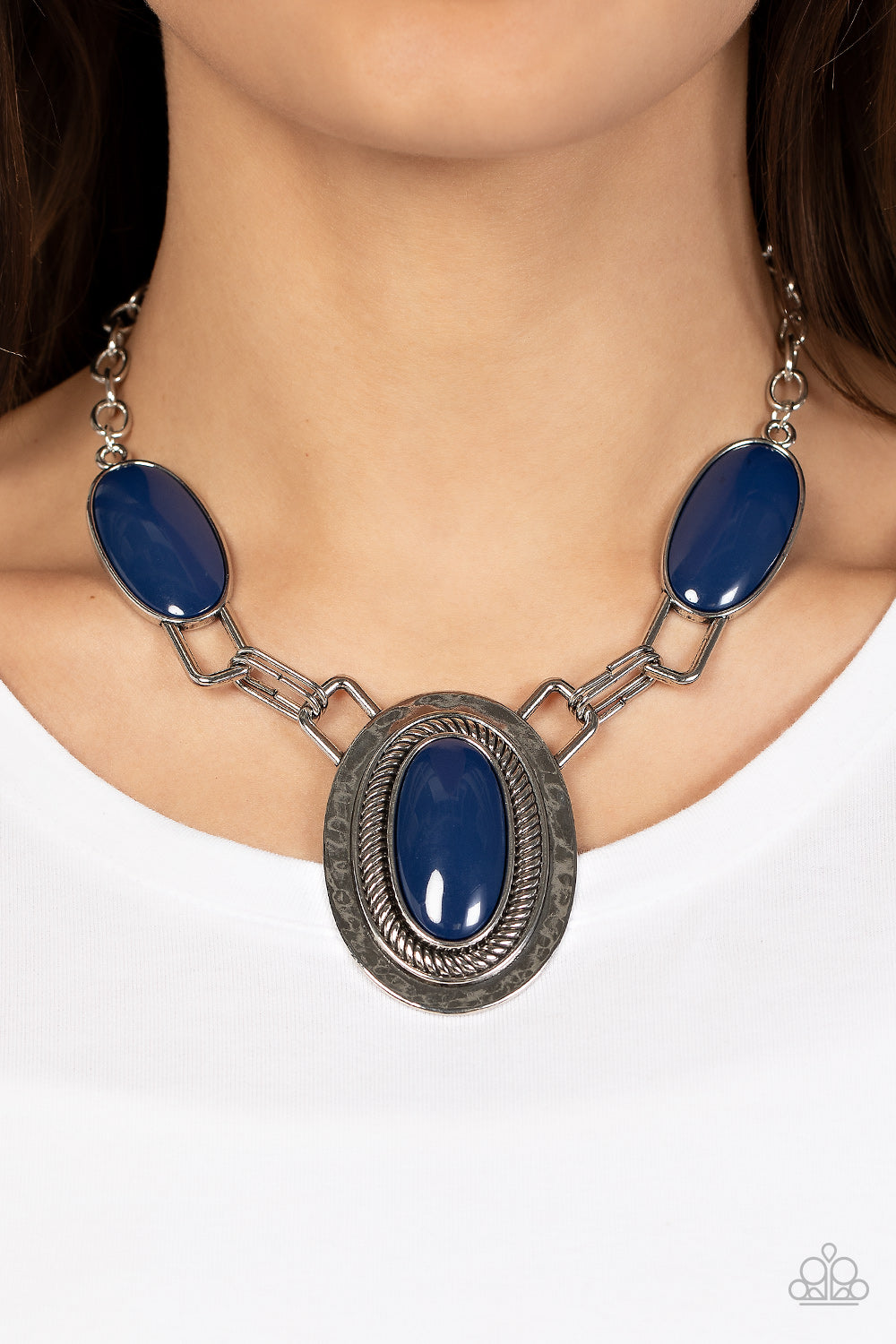 Paparazzi Accessories-Count to TENACIOUS Blue Oblong Pendant Necklace Set