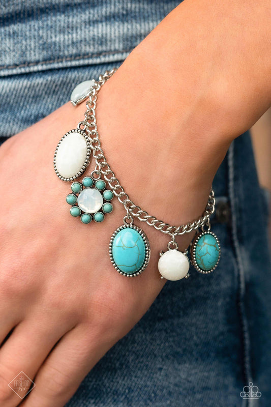 Paparazzi Accessories-Cowboy Charm Blue Turquoise Stone 2023 FF Bracelet