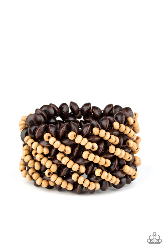 Paparazzi Accessories-Cozy in Cozumel Brown Wooden Bracelet