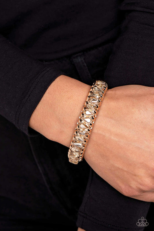 Paparazzi Accessories-Crafted Coals Gold Teardrops Bangle Bracelet