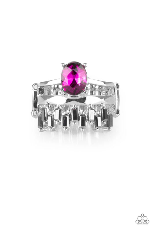 Paparazzi Accessories-Crowned Victor Pink Hematite Ring