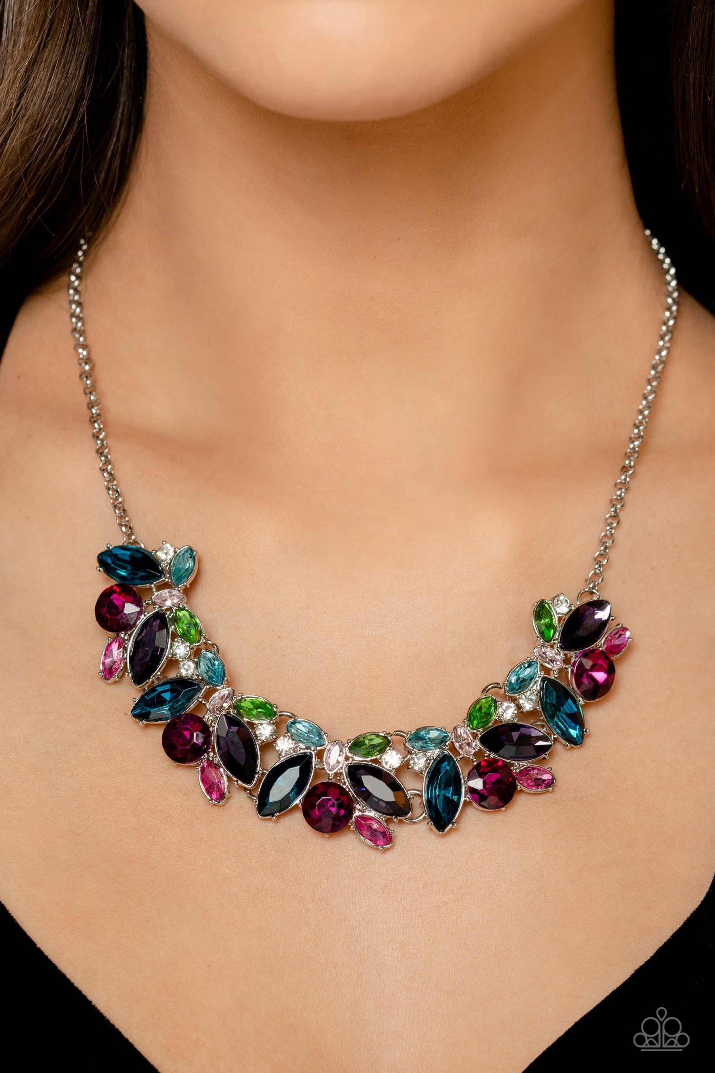 Paparazzi Accessories-Crowning Collection Multi Sparkly Gem Necklace Set