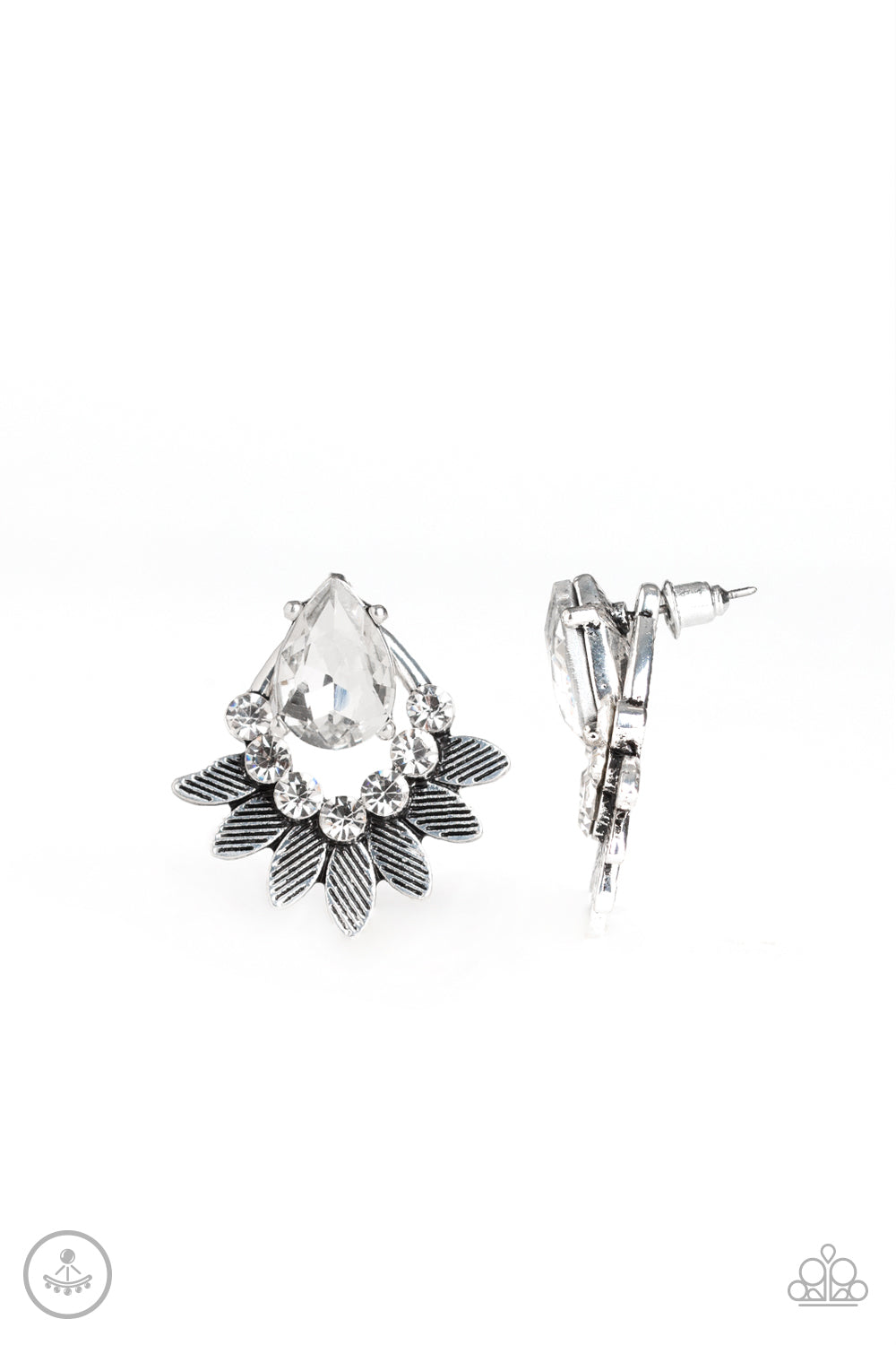Paparazzi Accessories-Crystal Canopy White Earrings