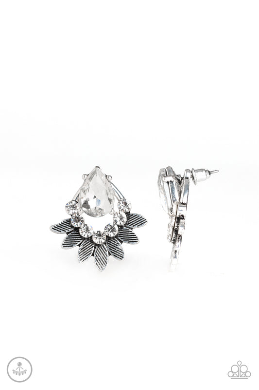 Paparazzi Accessories-Crystal Canopy White Earrings