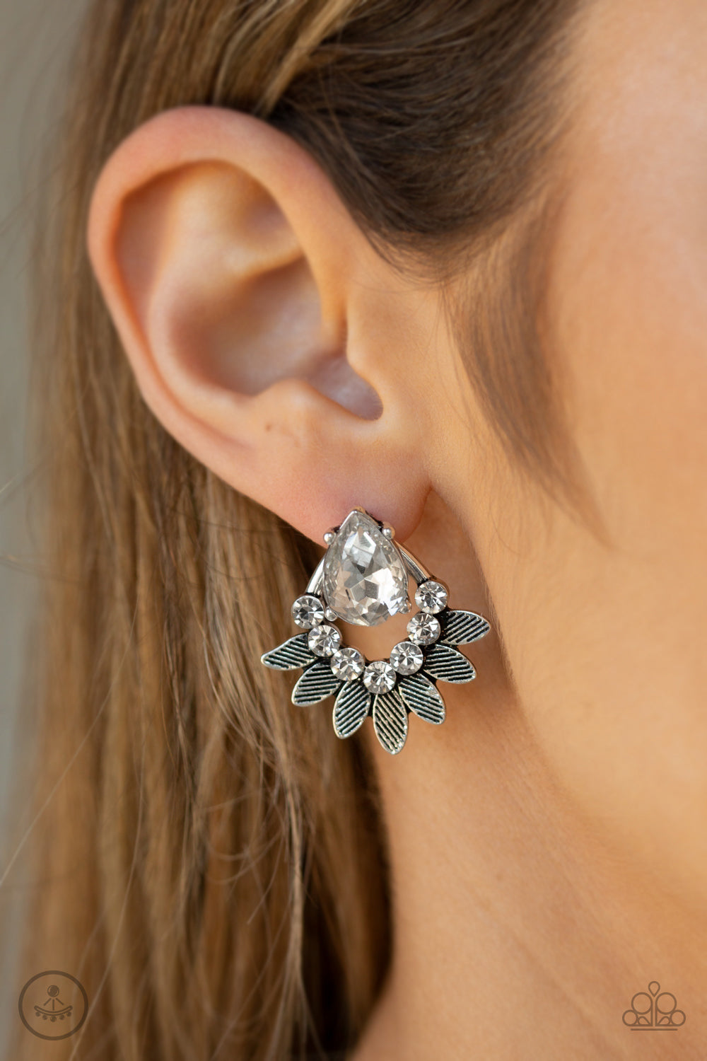 Paparazzi Accessories-Crystal Canopy White Earrings