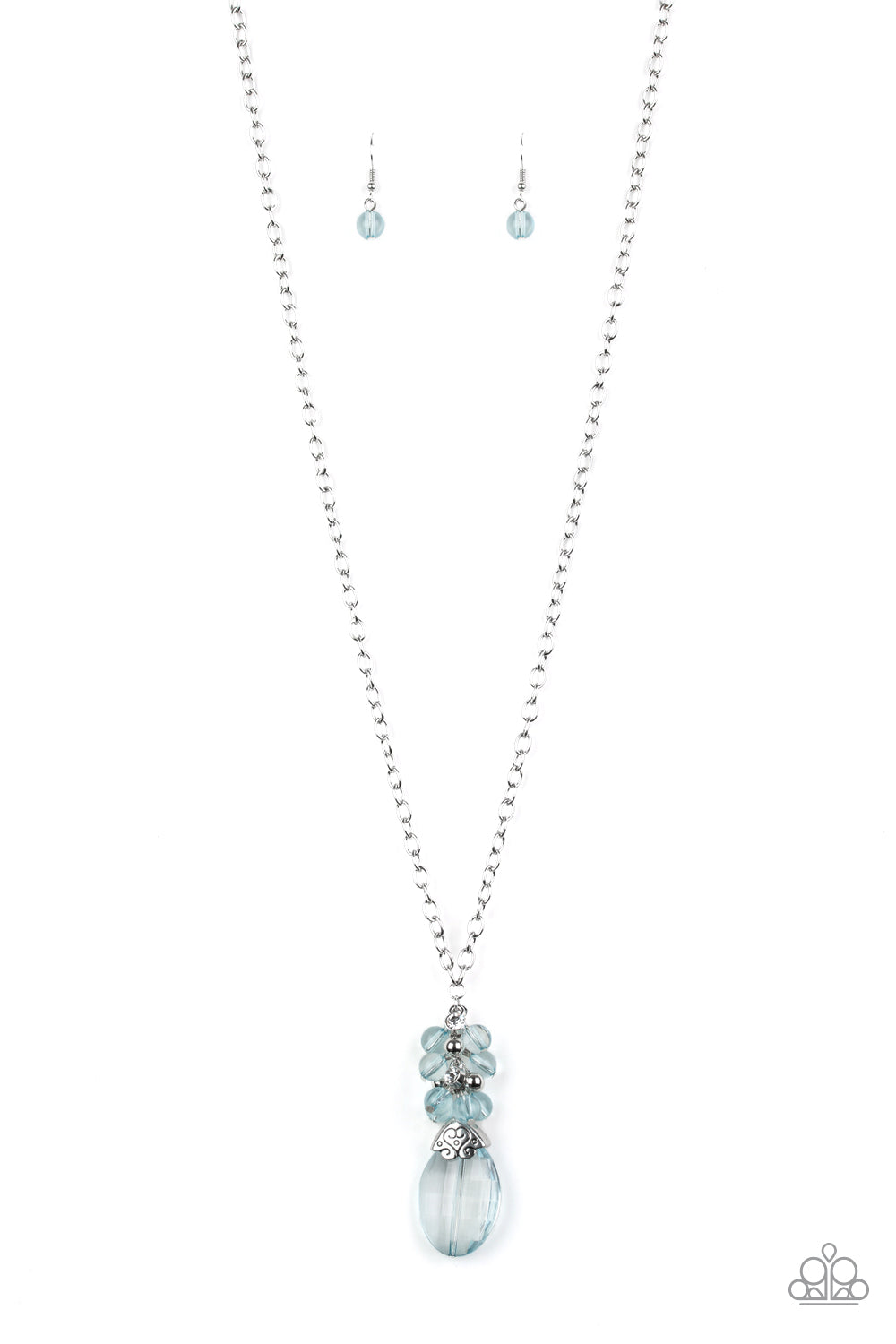 Paparazzi Accessories-Crystal Cascade Glassy Blue Bead Necklace Set